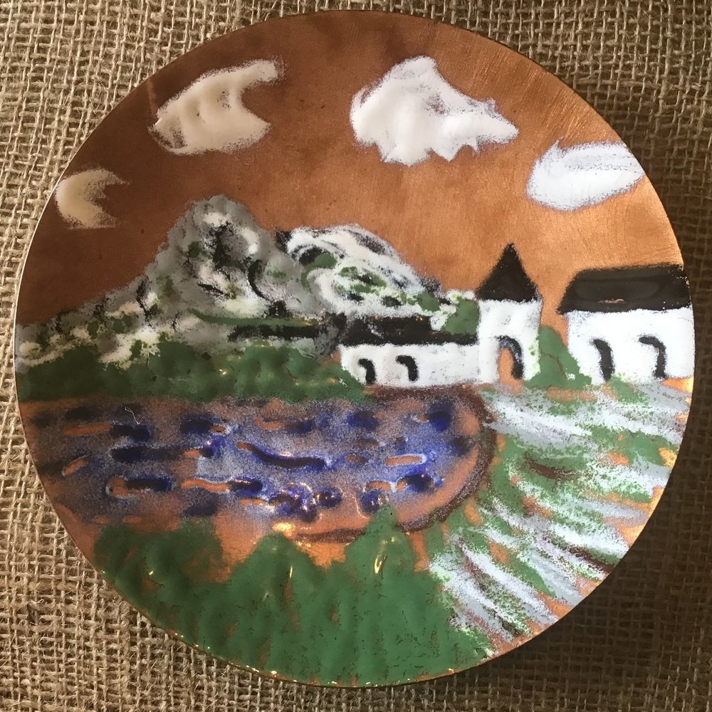 Vintage Dish Enamel on Copper Handmade